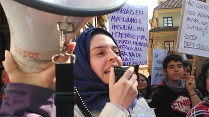 Wadia Daghestani en Asturias durante la manifestación del pasado 8 de marzo.