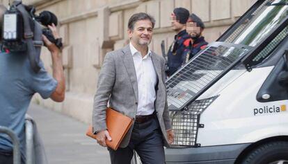 Oriol Pujol llegando a la Audiencia de Barcelona.