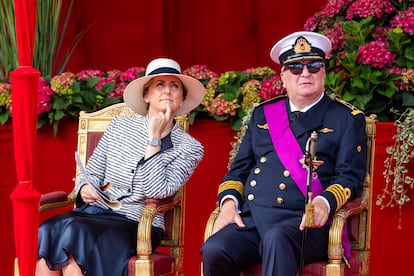 La princesa Claire y el príncipe Lorenzo de Bélgica en el Día Nacional de Bélgica, el 21 de julio de 2025 en Bruselas. 