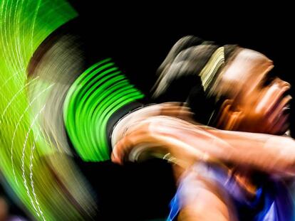 Venus Williams, durante el partido frente a Ostapenko en Singapur.