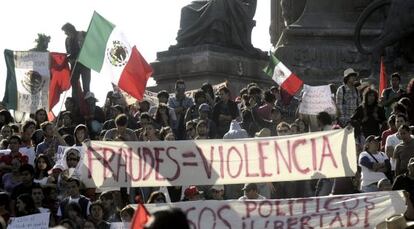 Una manifestaci&oacute;n en contra de las detenciones, en el centro de la Ciudad de M&eacute;xico.