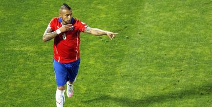 Vidal celebra su gol de penalti