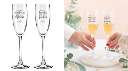 Un regalo romántico en cualquier cena de San Valentín es brindar con copas como las de la imagen.