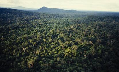 Vista aérea da Amazônia, no norte do Brasil.