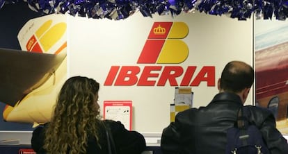 Mostrador de Iberia en el aeropuerto de Barajas. 
