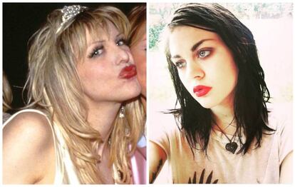 <strong>Courtney Love e Frances Bean Cobain.</strong> Quando Courtney Love tinha a idade de sua filha Francesca, 24 anos, estava a ponto de conhecer Kurt Cobain, líder do Nirvana e pai da garota. Além disso, Courtney dava forma ao grupo Hole, com o qual percorreu palcos colhendo sucessos e protagonizando escândalos. Francesca, de quem Drew Barrymore é madrinha, conseguiu desenvolver sua carreira como artista visual, apesar de um turbulento passado marcado pelo suicídio do pai quando ela contava apenas 2 anos.