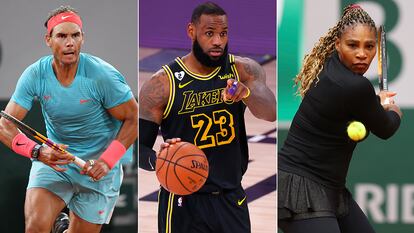 Rafa Nadal, Lebron James y Serena Williams.