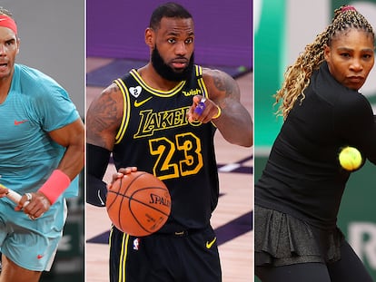 Rafa Nadal, Lebron James y Serena Williams.