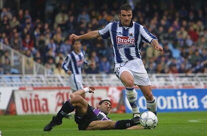 De Pedro, durante un partido de la Real Sociedad contra el Valladolid en 2001.