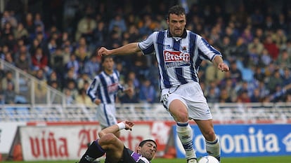 De Pedro, durante un partido de la Real Sociedad contra el Valladolid en 2001.