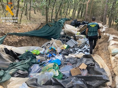 La Guardia Civil en una de las ubicaciones boscosas de la banda.