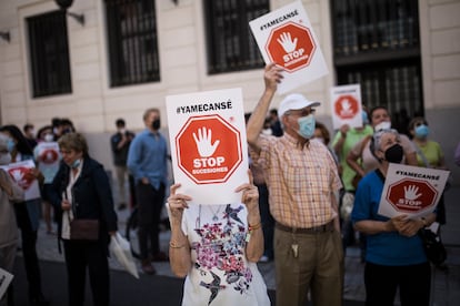 Manifestación contra el Impuesto de Sucesiones y Donaciones en 2021 en Madrid.