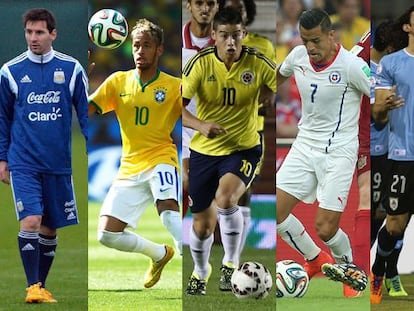 Messi, Neymar, James, Alexis y Cavani, estrellas de la Copa América.