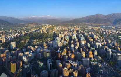 Vista aérea de Santiago de Chile, Chile.