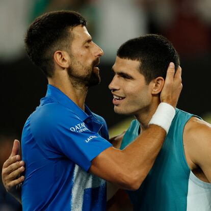 Tennis - Australian Open - Melbourne Park, Melbourne, Australia - January 22, 2025 Serbia's Novak Djokovic after winning his quarter final match against Spain's Carlos Alcaraz REUTERS/Francis Mascarenhas