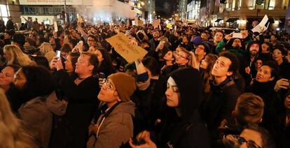 Protestas contra el presidente Trump este jueves en Nueva York.
