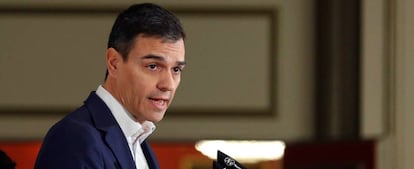 El secretario general del PSOE, Pedro Sánchez, durante su intervención en un desayuno informativo organizado por Nueva Economía Fórum.