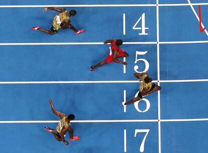 El final de la carrera de los 100m, a vista de pájaro.