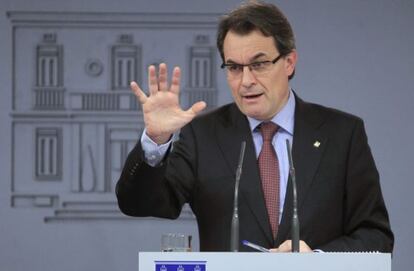 El presidente de la Generalitat, Artur Mas, en la rueda de prensa que ha ofrecido en La Moncloa.