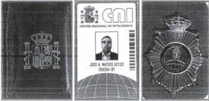 Falso carné del CNI utilizado por el presunto jefe de la banda, José Antonio Mateos Acedo.