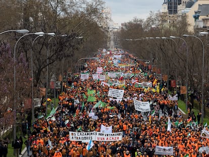 Manifestacion en defensa del mundo rural en Madrid.