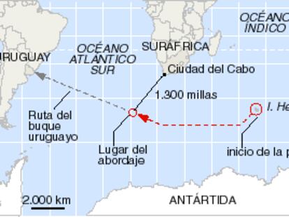 Ruta del buque apresado