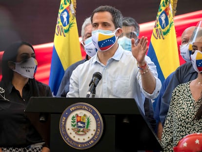 Opposition leader Juan Guaidó at a news conference in Caracas on Wednesday.