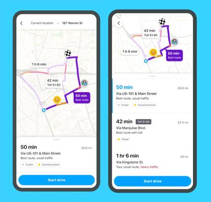 Mejoras en la creación de rutas en Waze.