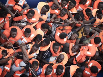 Operaci&oacute;n de rescate de personas migrantes en el Mediterr&aacute;neo, el pasado mes de marzo.