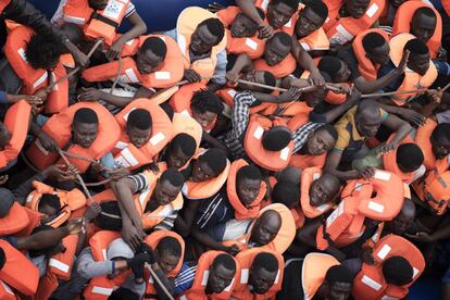Operación de rescate de personas migrantes en el Mediterráneo, el pasado mes de marzo.