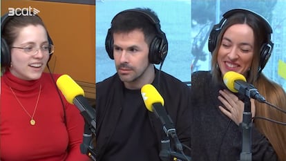 Juliana Canet, Roger Carandell i Marta Montaner en un fotograma del programa 'Que no surti d'aquí'