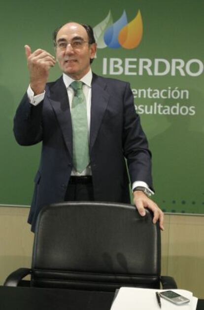 El presidente de Iberdrola, Ignacio Sánchez Galán, durante la presentación de resultados.