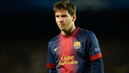 Messi, durante el Barça-PSG.