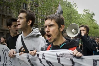 Manifestación de estudiantes universitarios en Barcelona el pasado abril.