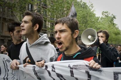 Manifestaci&oacute;n de estudiantes universitarios en Barcelona el pasado abril. 