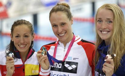 Jessica Vall, a la izquierda, junto a Pedersen (oro) y Luthersdottir (bronce).