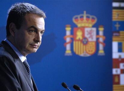 José Luis Rodríguez Zapatero, durante su conferencia de prensa de ayer en Bruselas posterior al Consejo Europeo de primavera.