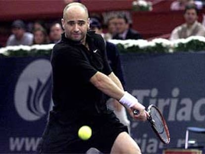 Agassi, ayer durante la semifinal ante el francés Grosjean.