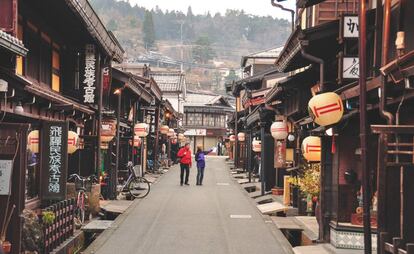 Casas de madera tradicionales en la villa de Takayama, en Japón.