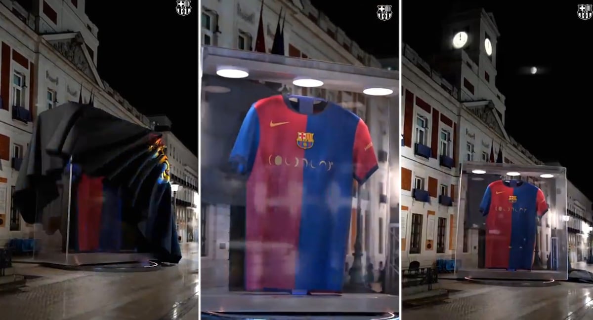 Barcelona ‘plants’ a giant shirt in Madrid’s Puerta del Sol one day before the Classic