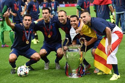 Xavi, Busquets, Iniesta, Pedro y Jordi Alba, los canteranos del Barça