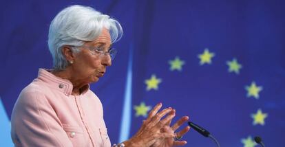 Christine Lagarde, presidenta del BCE, durante una conferencia.