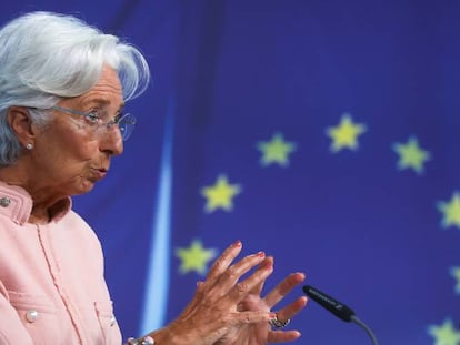 Christine Lagarde, presidenta del BCE, durante una conferencia.