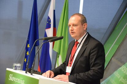 En la imagen el líder de la formación Slovenian People's Party Marko Zidansek.