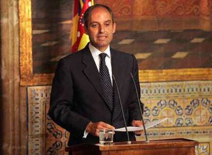 Francisco Camps, durante su discurso en el Palau de la Generalitat