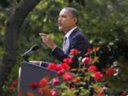 El presidente Barack Obama, durante su intervención en el Rose Garden de la Casa Blanca