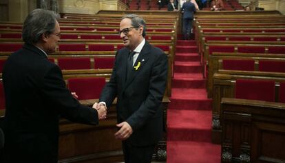 Artur Mas y Quim Torra en el Parlament.
