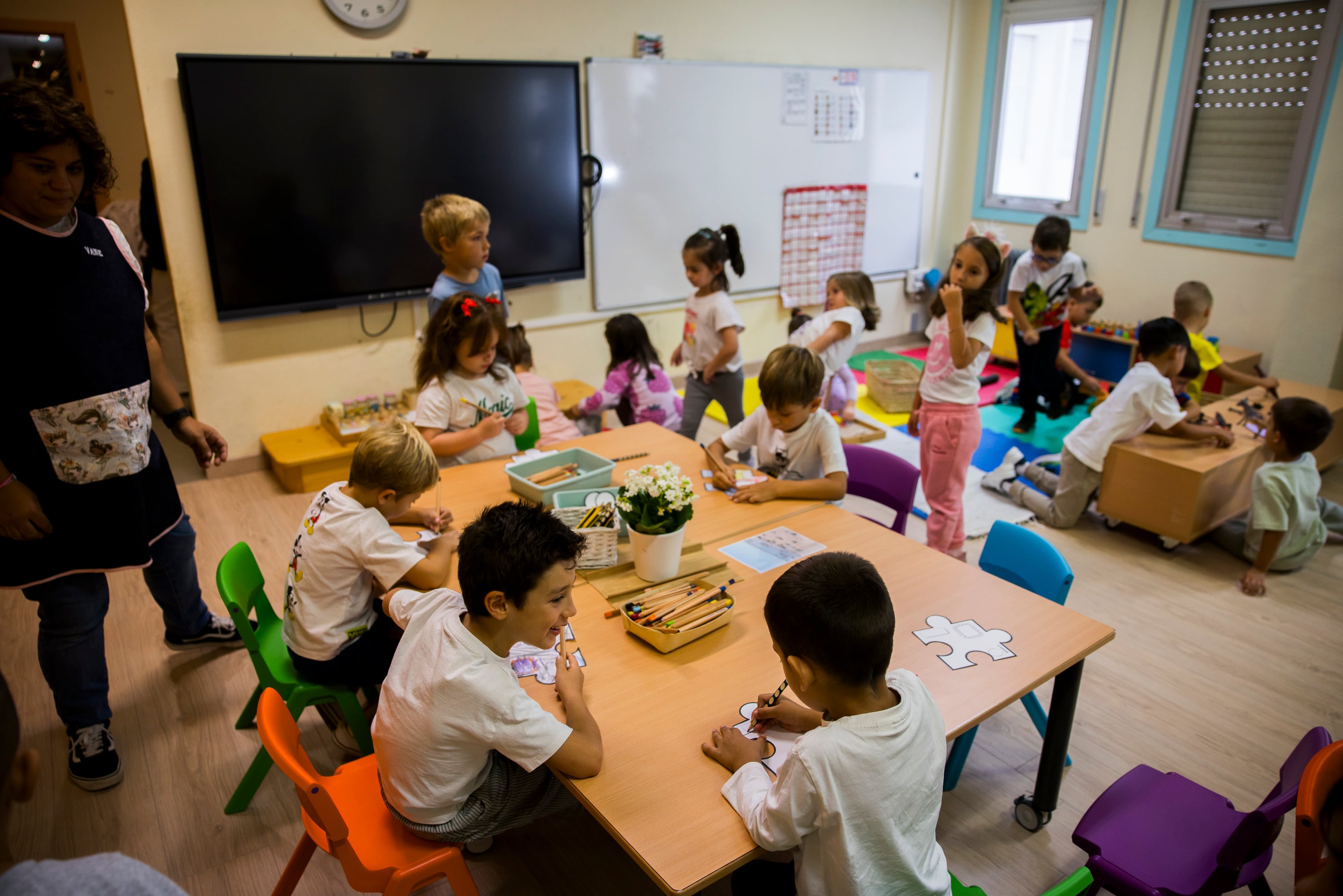 Una clase en el colegio público plurilingüe de Vedra, en A Coruña, este lunes 8 de septiembre de 2025.