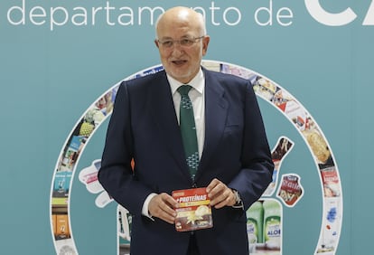 El presidente de Mercadona, Juan Roig, durante la presentación de resultados de la compañía, en la sede de Paterna (Valencia)