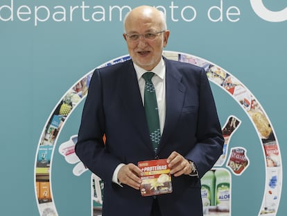 El presidente de Mercadona, Juan Roig, durante la presentación de resultados de la compañía, en la sede de Paterna (Valencia)